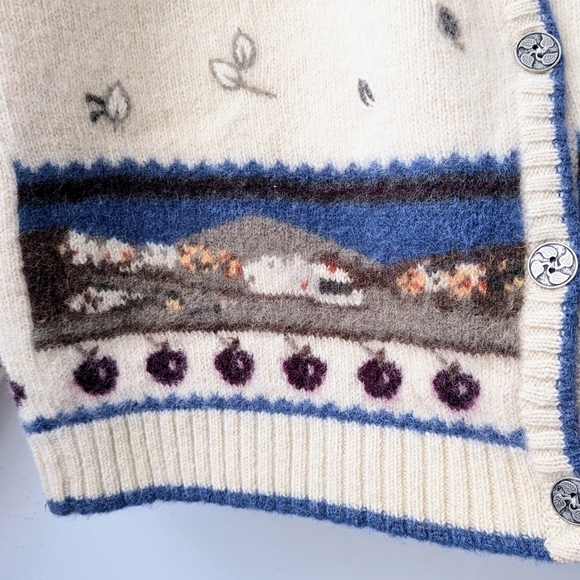 Vintage Wool Northern Reflections Nature Embroidery Button Up Cardigan - Picture 7 of 11